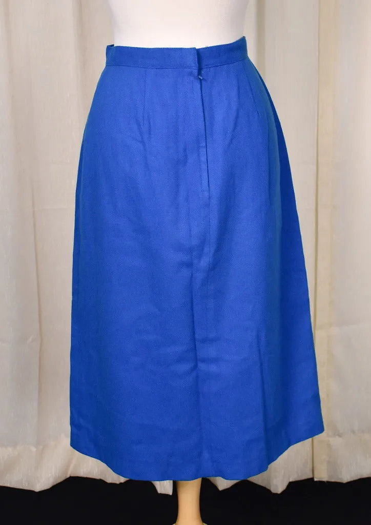 1960s Vintage Bright Blue Wool Skirt