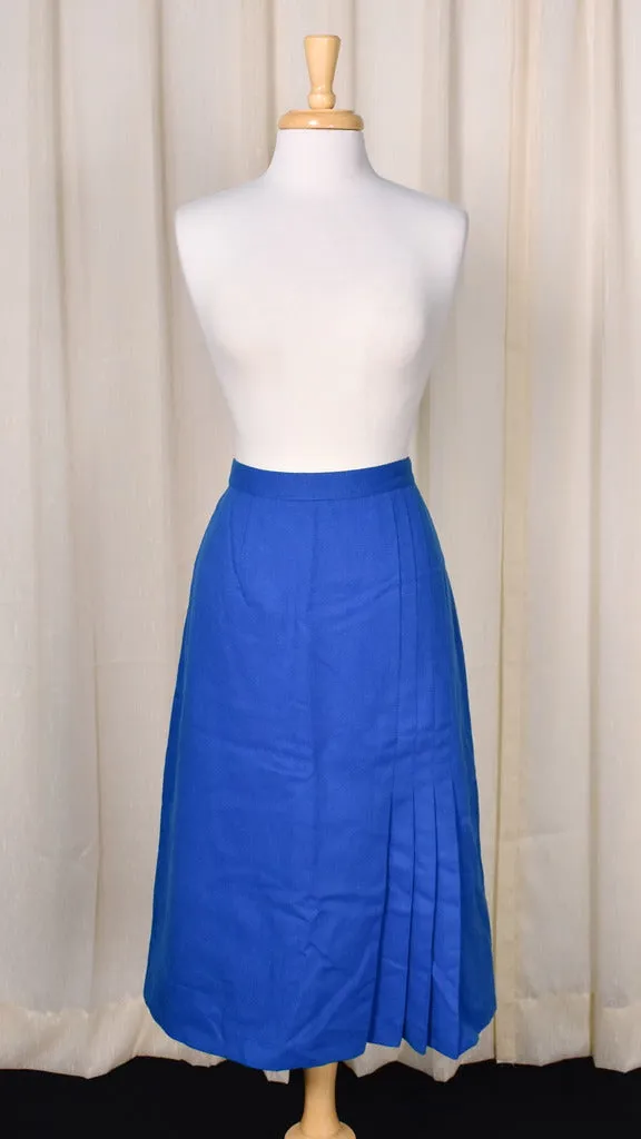 1960s Vintage Bright Blue Wool Skirt