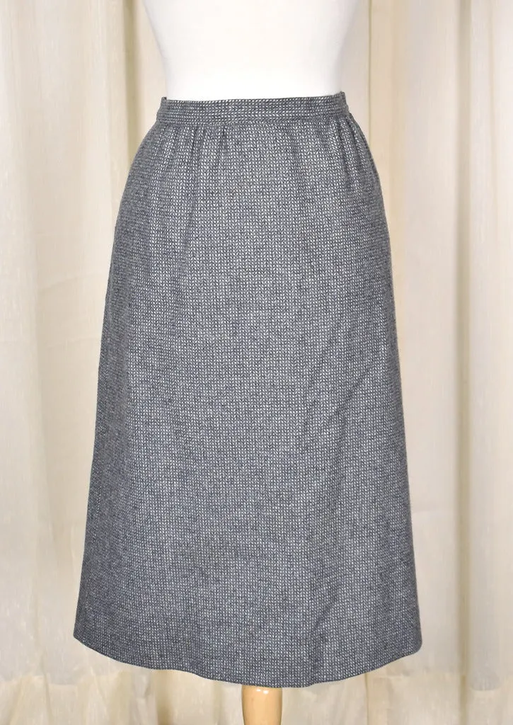 1970s Vintage Gray Wool Weaved Skirt