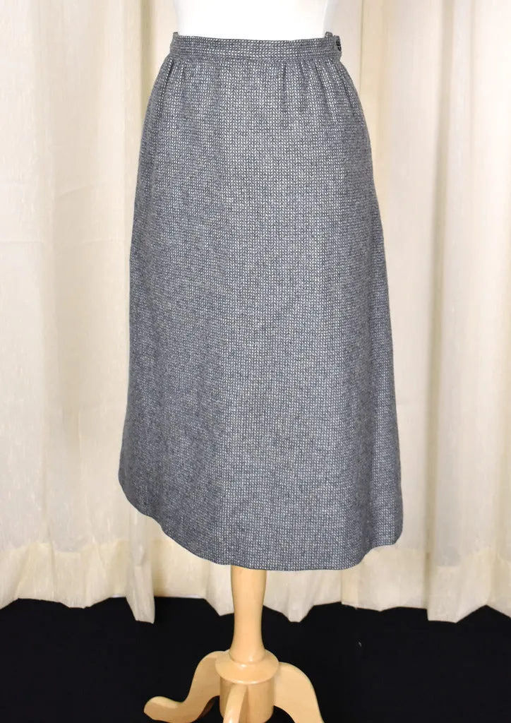 1970s Vintage Gray Wool Weaved Skirt