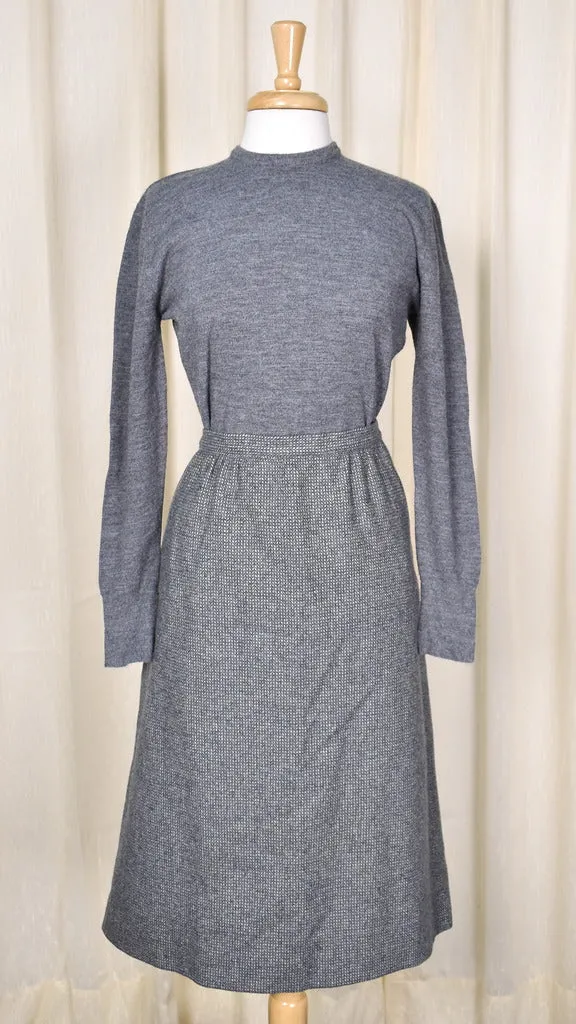 1970s Vintage Gray Wool Weaved Skirt