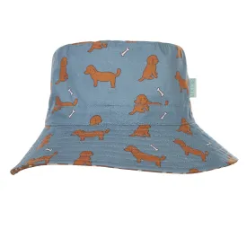 ACORN KIDS - STRAWBERRY WIDE BRIM REVERSIBLE SUNHAT: PINK/BLUE