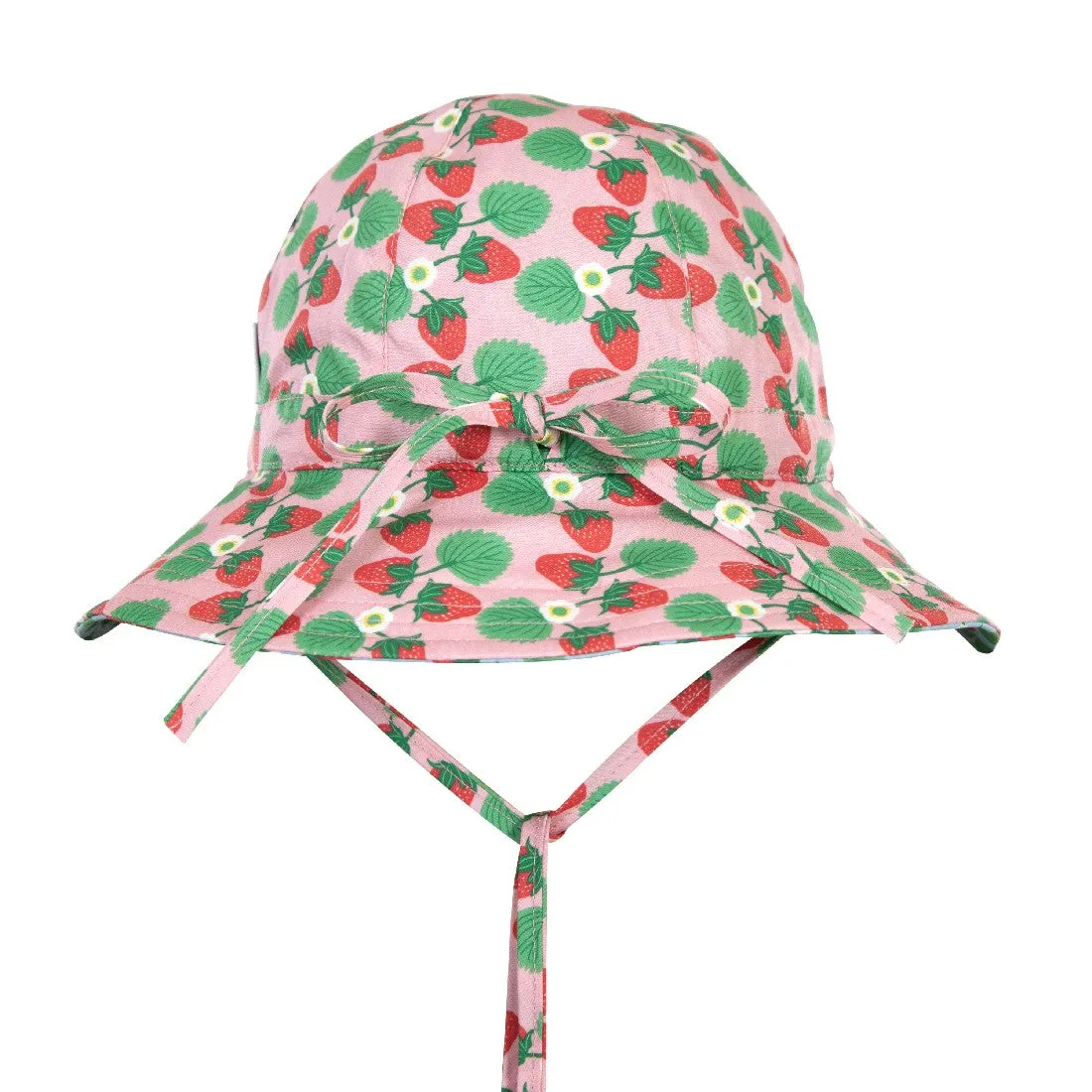 ACORN KIDS - STRAWBERRY WIDE BRIM REVERSIBLE SUNHAT: PINK/BLUE