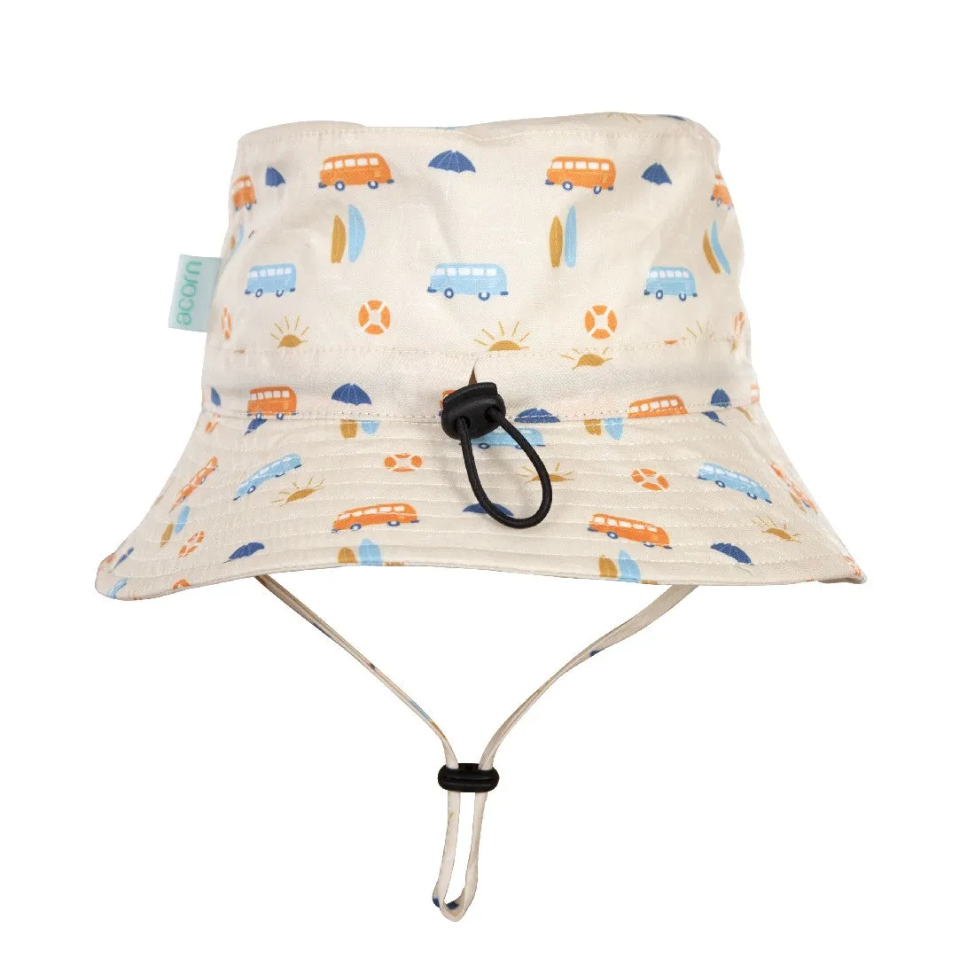 ACORN KIDS - TRANSPORT WIDE BRIM BUCKET HAT: BLUE/MULTI