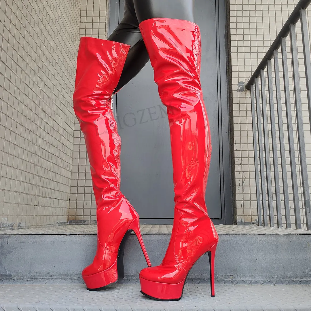 Back Zip Over Knee Boots