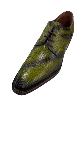 Belvedere Men's Olive Dress Snake Skin Shoes Lace Up Fashion Style