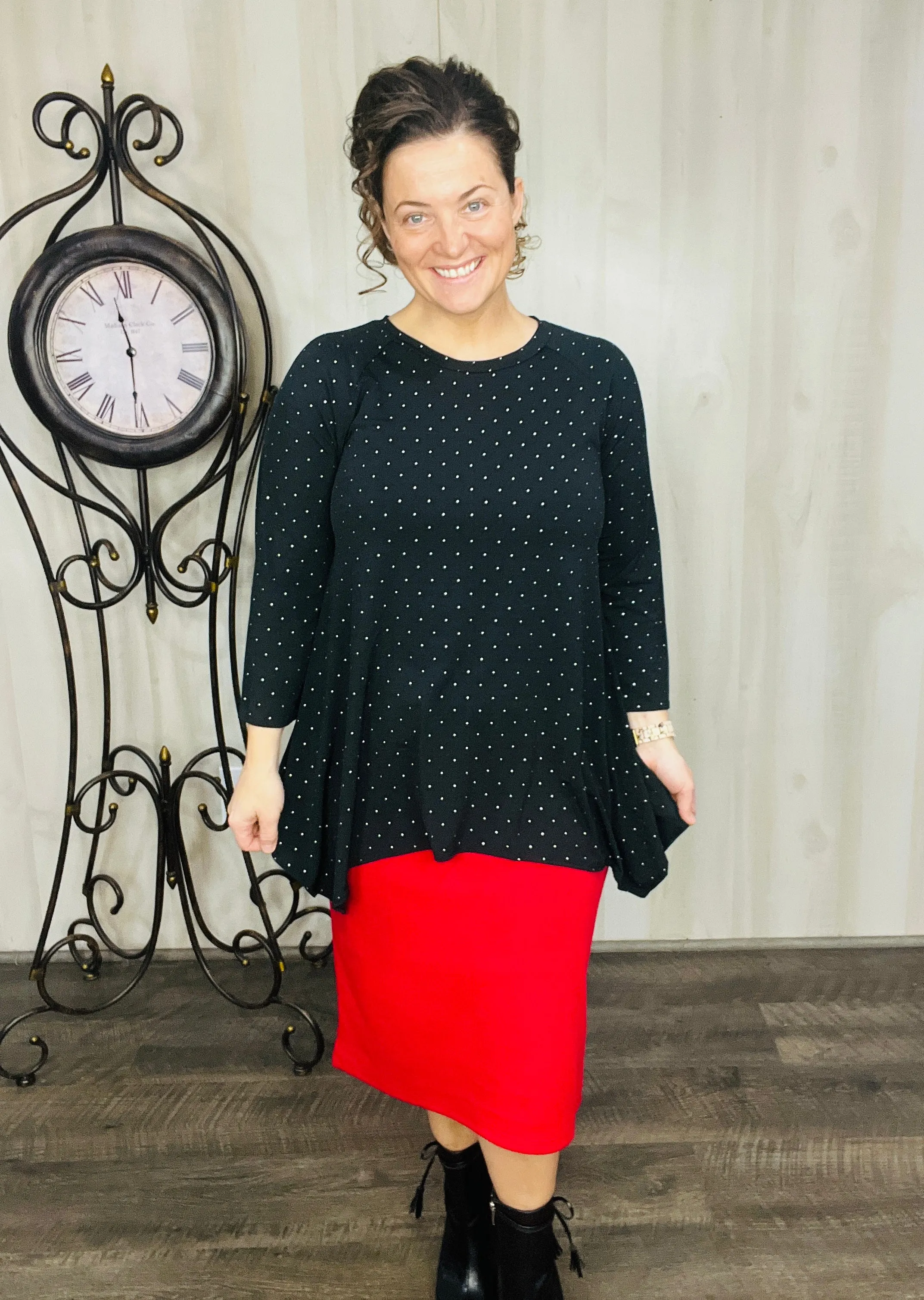 Black & Shimmer Sharkbite Tunic