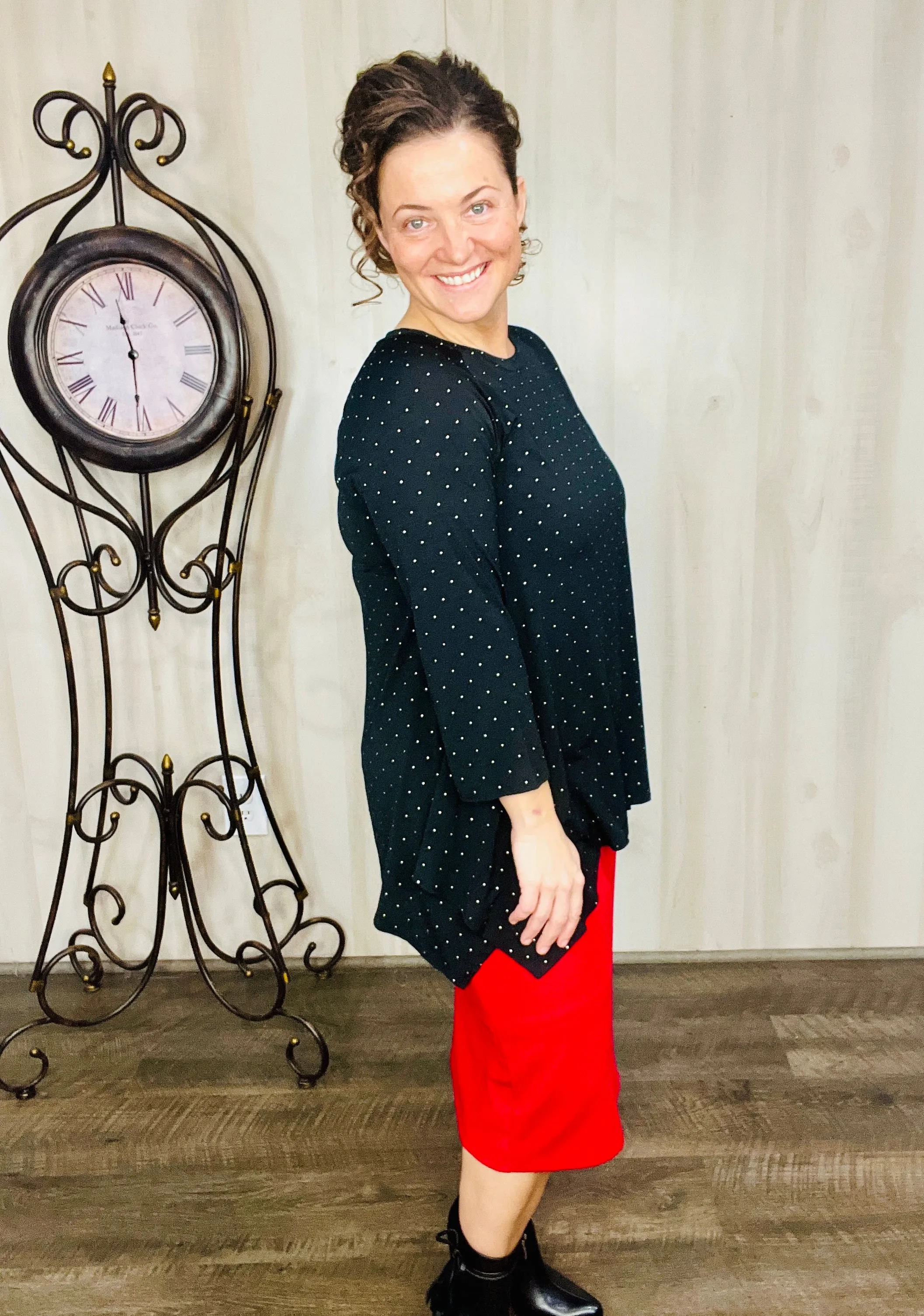 Black & Shimmer Sharkbite Tunic
