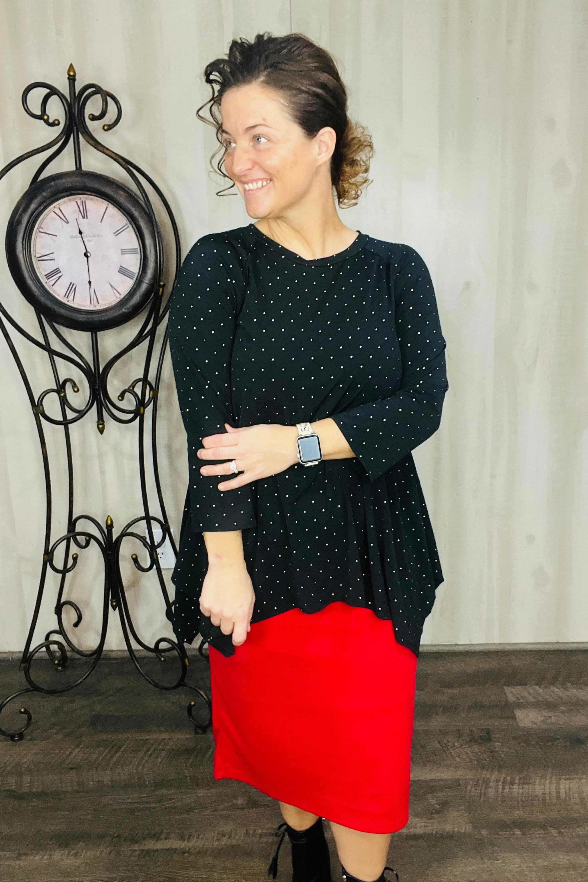 Black & Shimmer Sharkbite Tunic