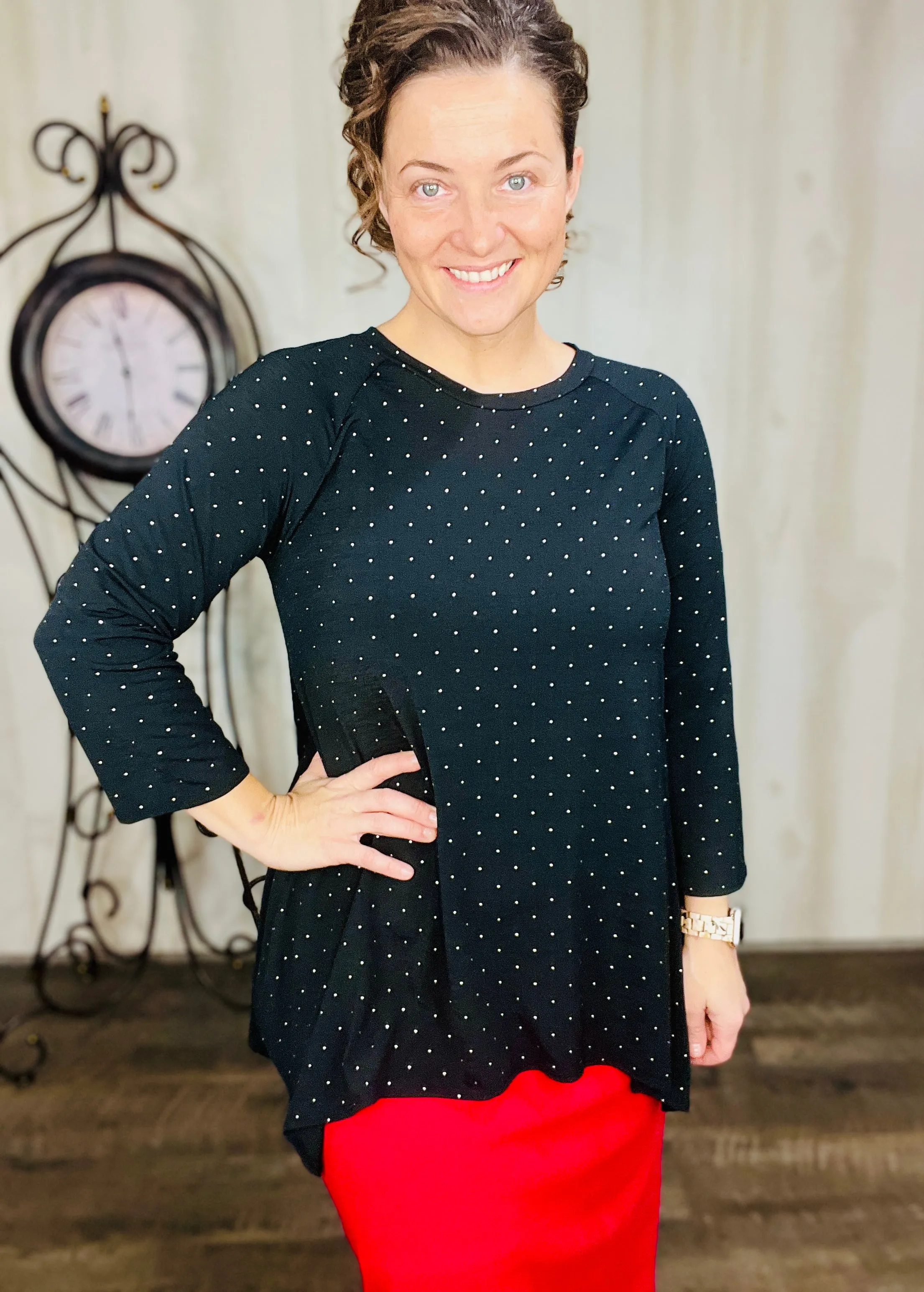 Black & Shimmer Sharkbite Tunic