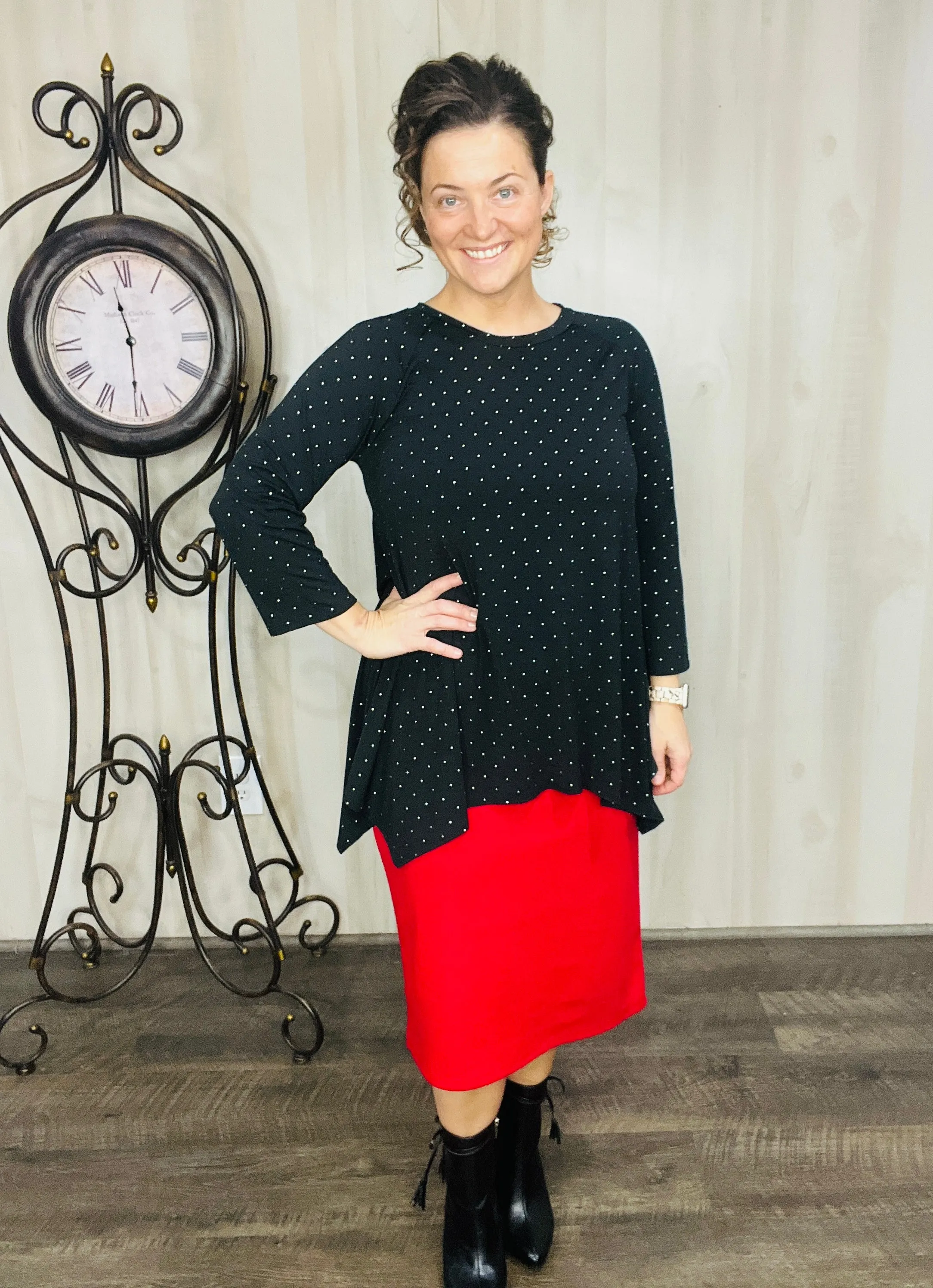Black & Shimmer Sharkbite Tunic
