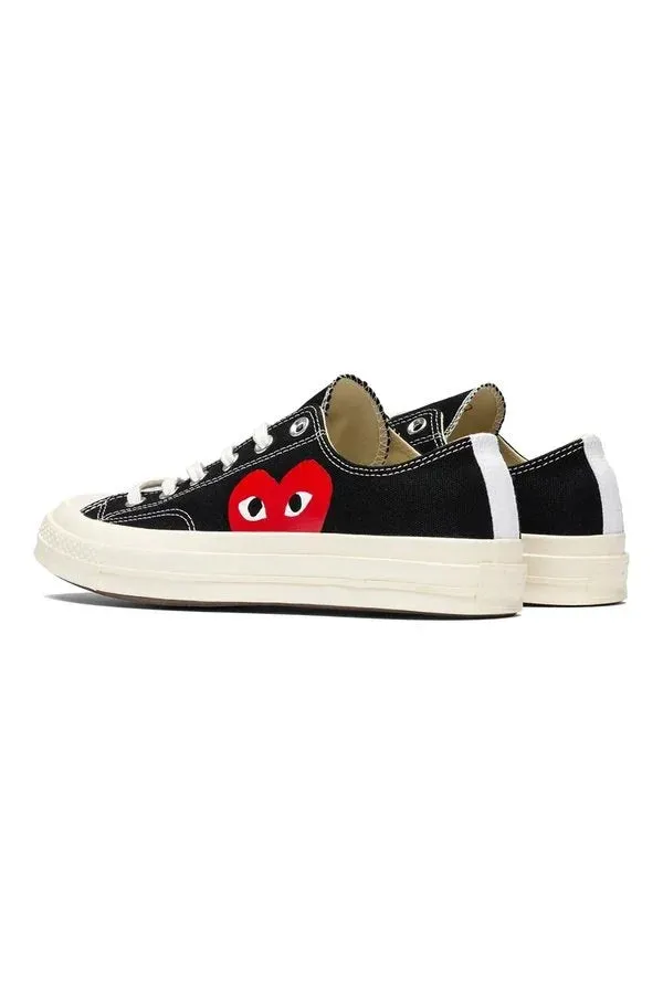 Black CDG Play x Converse Classic One Heart Low Sneakers