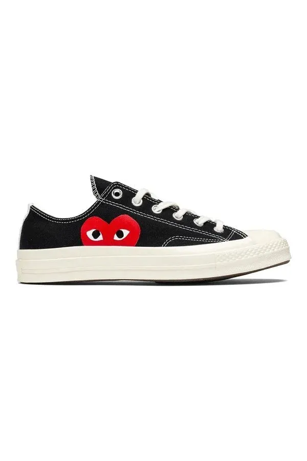 Black CDG Play x Converse Classic One Heart Low Sneakers
