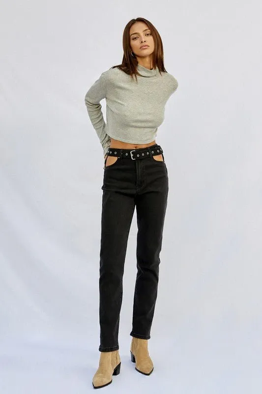 Black Cut Out Jeans