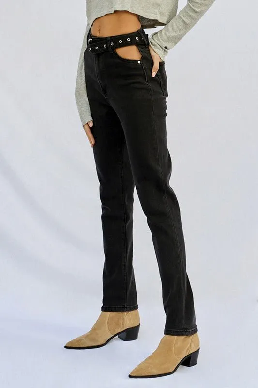 Black Cut Out Jeans