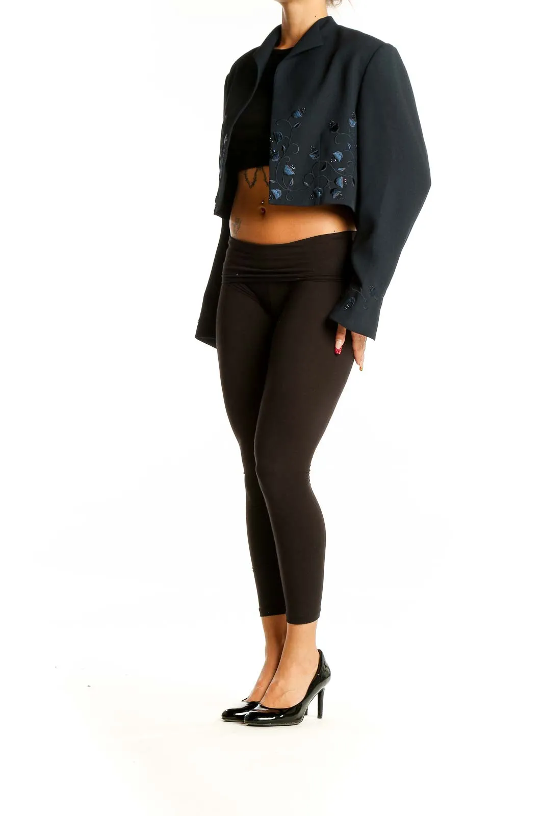 Black Embellished Cropped Jacket