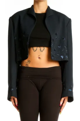 Black Embellished Cropped Jacket