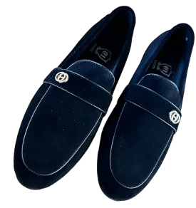 Black Men's Suede Shoes Leather Trim Design Slip-on Loafer