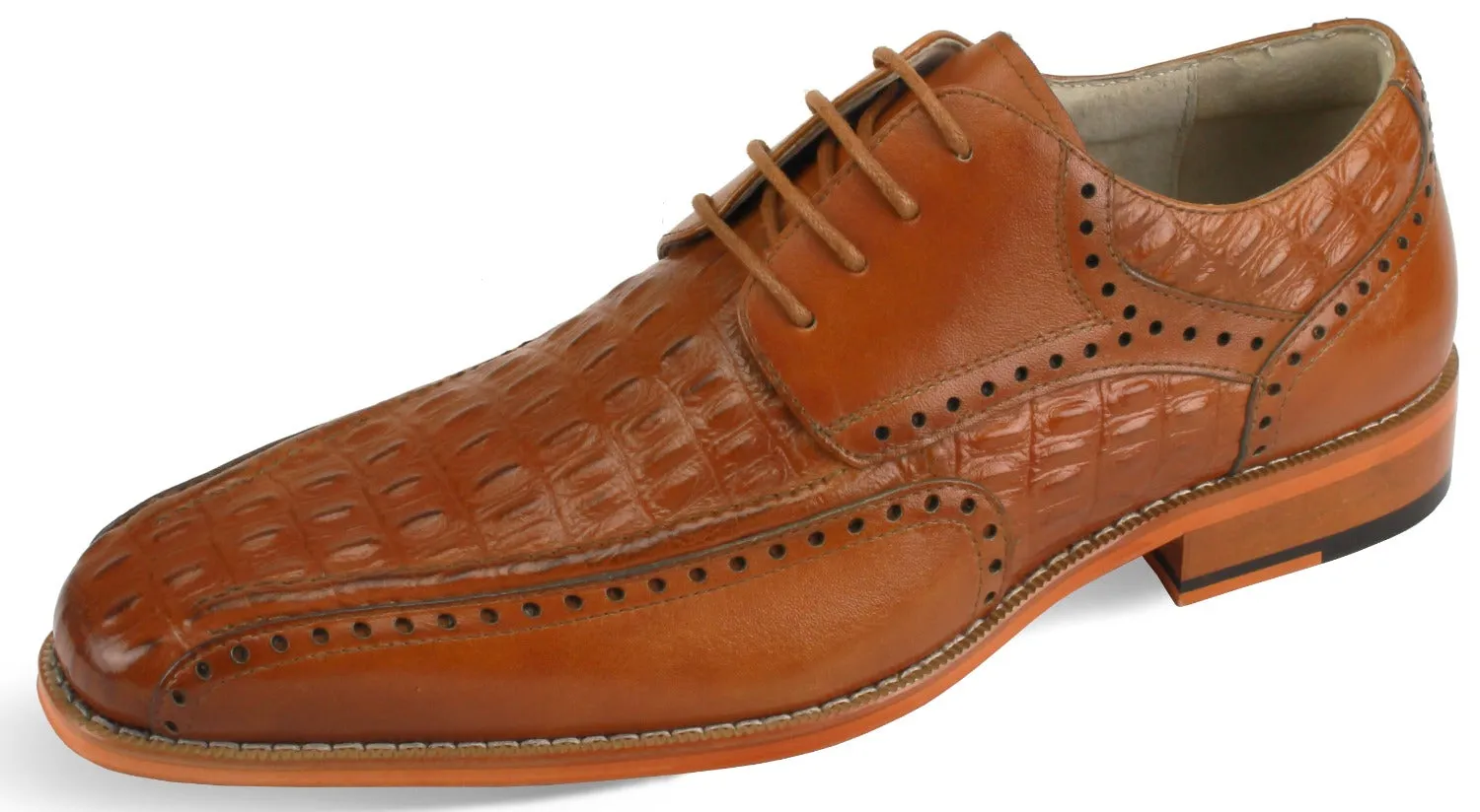Cognac Giovanni Milford Men's Lace-Up Shoes Genuine Leather