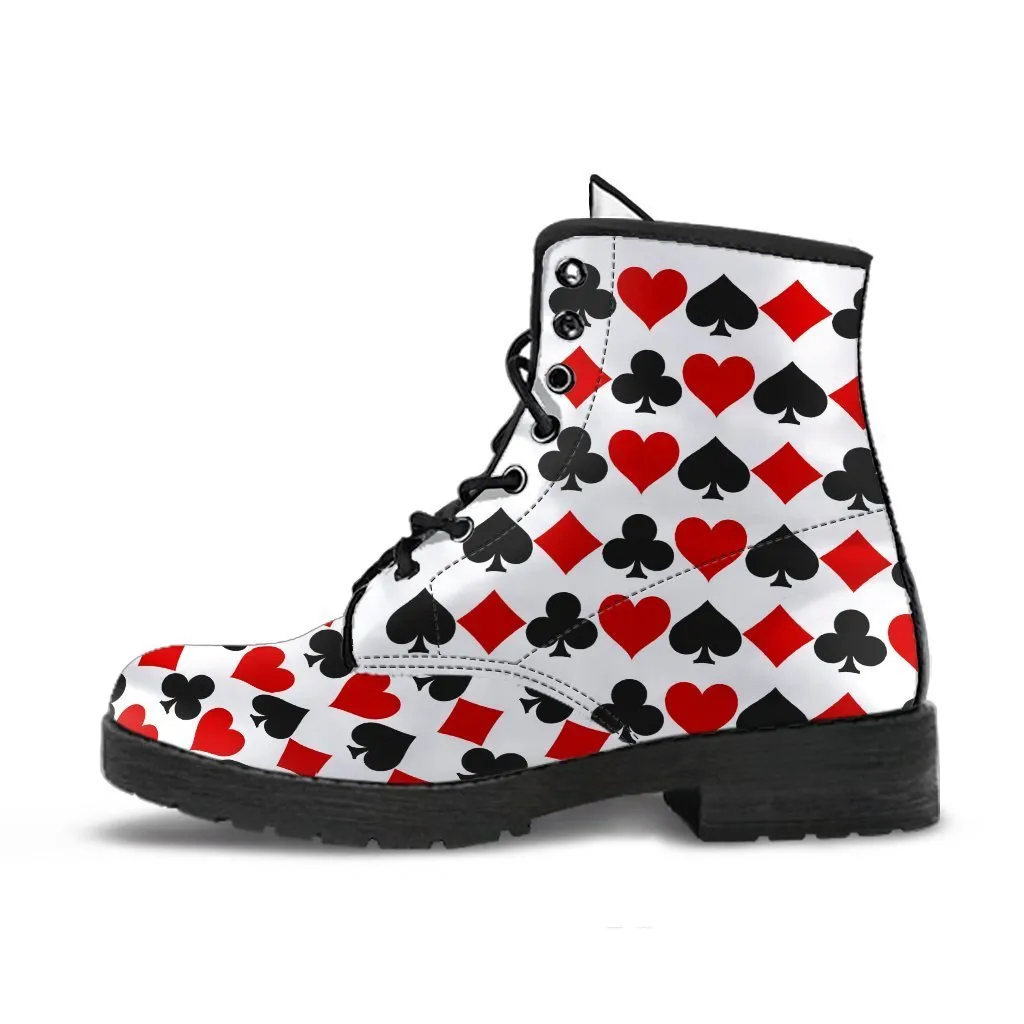 Combat Boots - Aces | White Boots Women, Boho Shoes, Handmade Lace Up Boots, Vegan Leather Lace Up Boots, 90s Boots, Custom Shoes