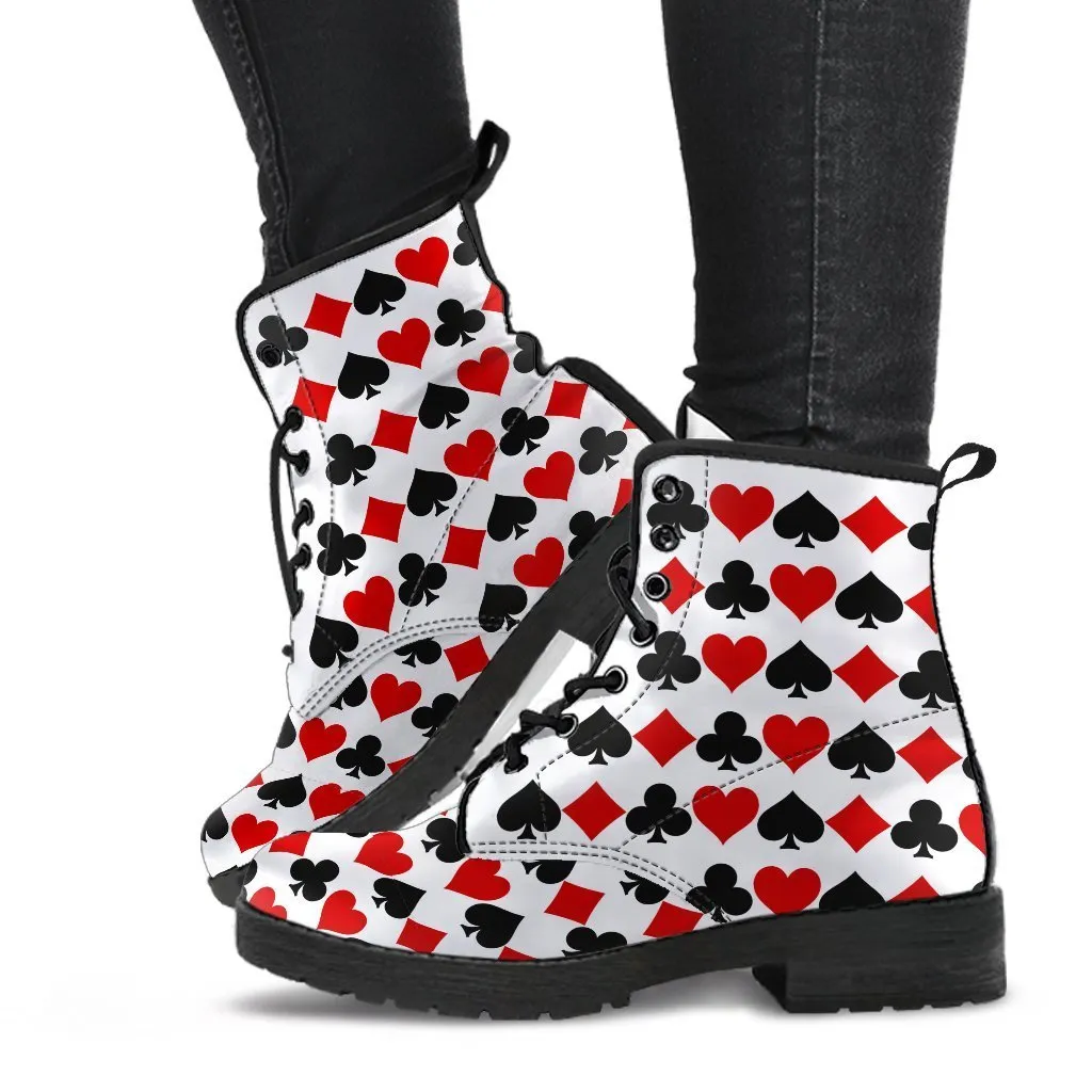 Combat Boots - Aces | White Boots Women, Boho Shoes, Handmade Lace Up Boots, Vegan Leather Lace Up Boots, 90s Boots, Custom Shoes