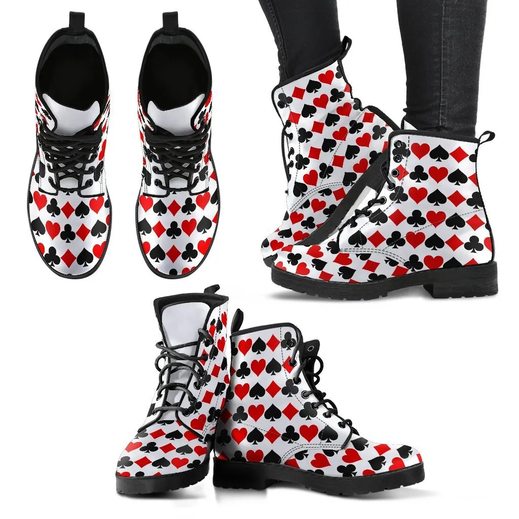 Combat Boots - Aces | White Boots Women, Boho Shoes, Handmade Lace Up Boots, Vegan Leather Lace Up Boots, 90s Boots, Custom Shoes