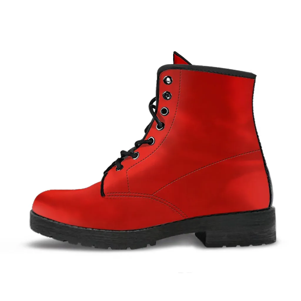 Combat Boots - Gradient Red | Red Combat Boots, Goth Boots, Handmade Boots, Vegan Leather Lace Up Boots, Custom Boots for Women