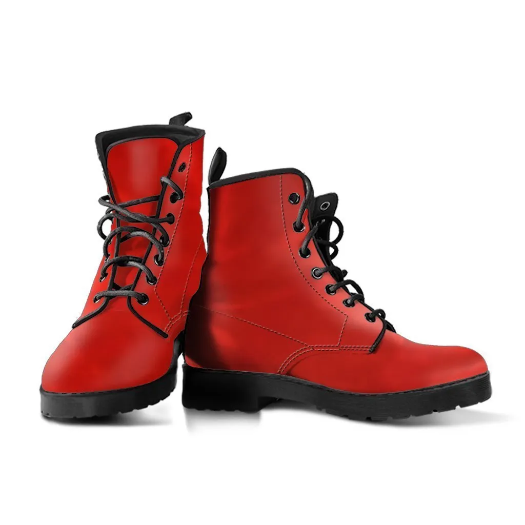 Combat Boots - Gradient Red | Red Combat Boots, Goth Boots, Handmade Boots, Vegan Leather Lace Up Boots, Custom Boots for Women