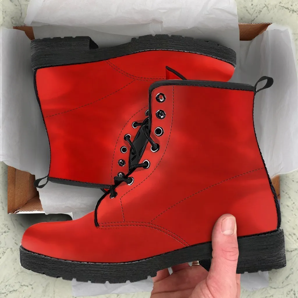 Combat Boots - Gradient Red | Red Combat Boots, Goth Boots, Handmade Boots, Vegan Leather Lace Up Boots, Custom Boots for Women