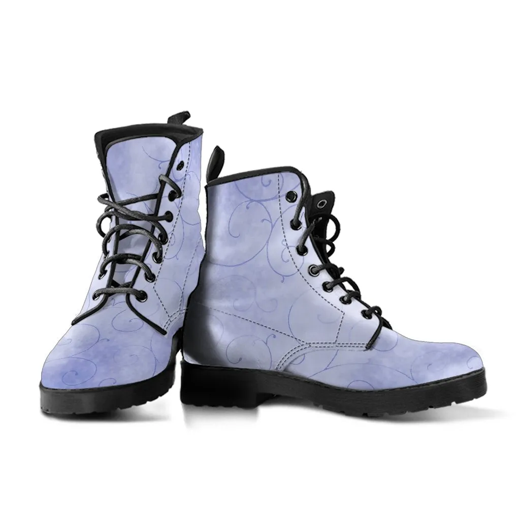 Combat Boots - Vintage Swirls | Purple Boots for Women, Handmade Lace Up Boots, Vegan Leather Lace Up Boots Women, 90s Boots, Custom Shoes