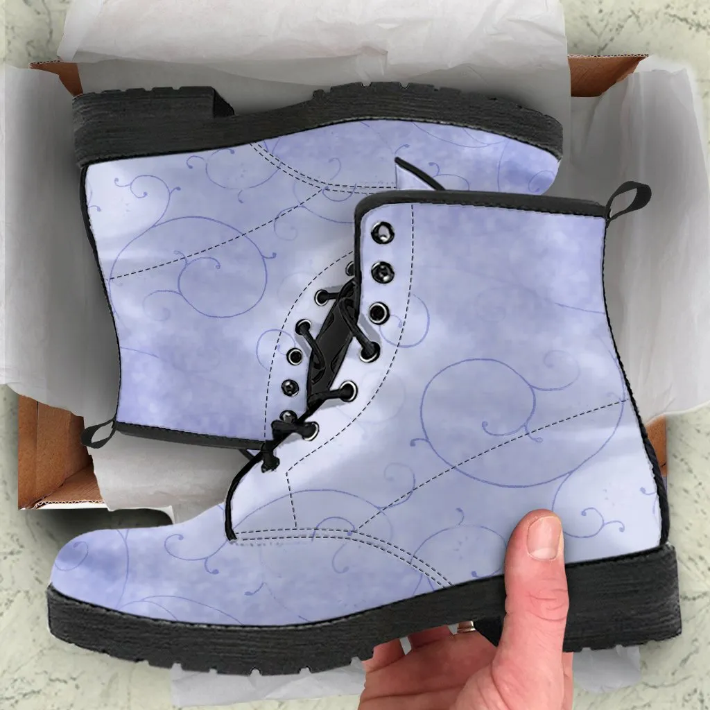 Combat Boots - Vintage Swirls | Purple Boots for Women, Handmade Lace Up Boots, Vegan Leather Lace Up Boots Women, 90s Boots, Custom Shoes