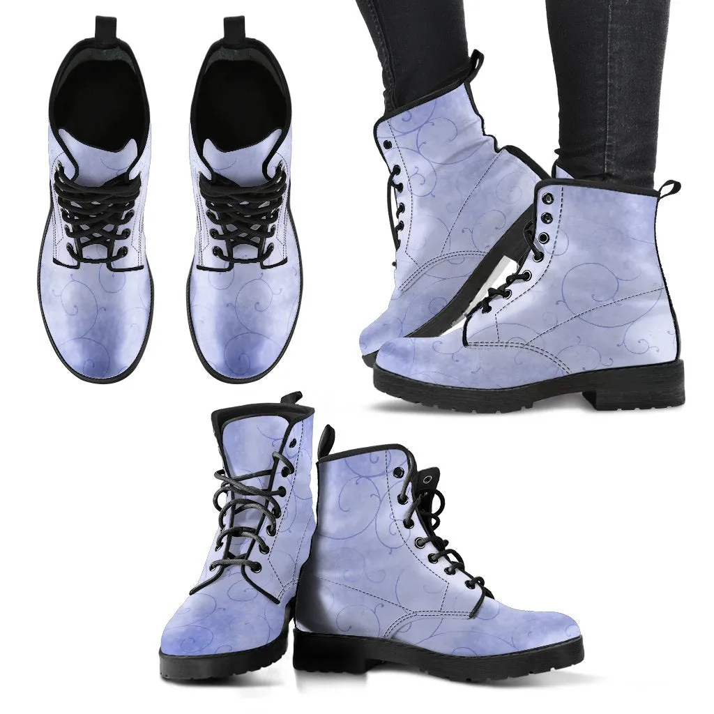 Combat Boots - Vintage Swirls | Purple Boots for Women, Handmade Lace Up Boots, Vegan Leather Lace Up Boots Women, 90s Boots, Custom Shoes