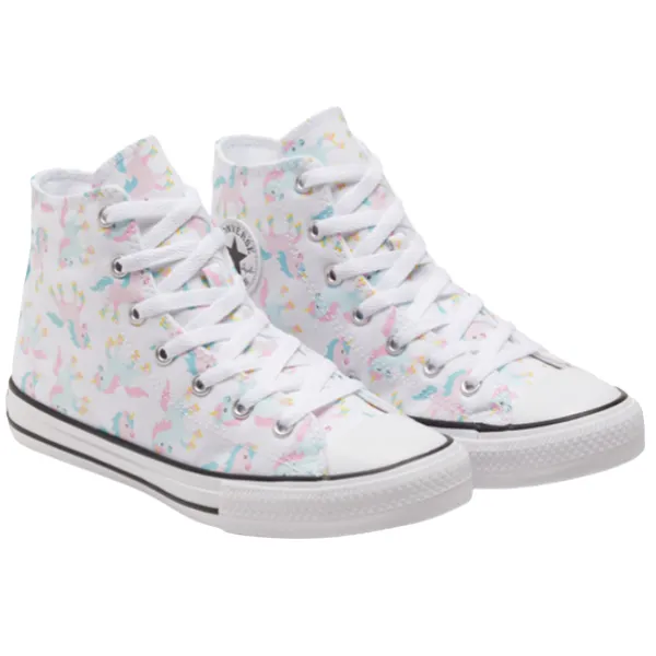 Converse scarpa sneakers da bambina alta con laccio Ctas HI 669816C white-multi-white