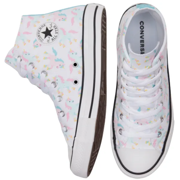 Converse scarpa sneakers da bambina alta con laccio Ctas HI 669816C white-multi-white