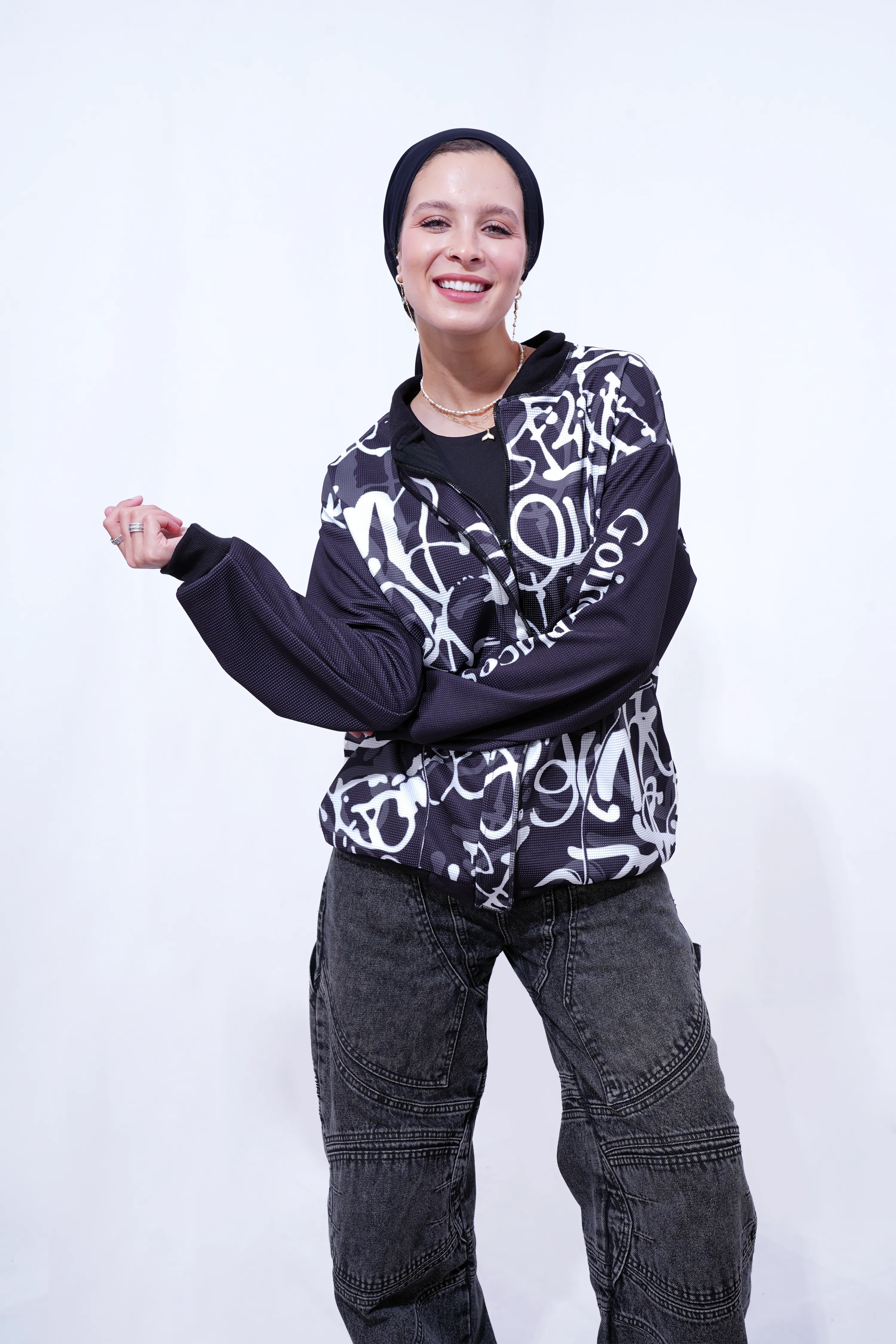 Cursive White Bomber Jacket - Unisex