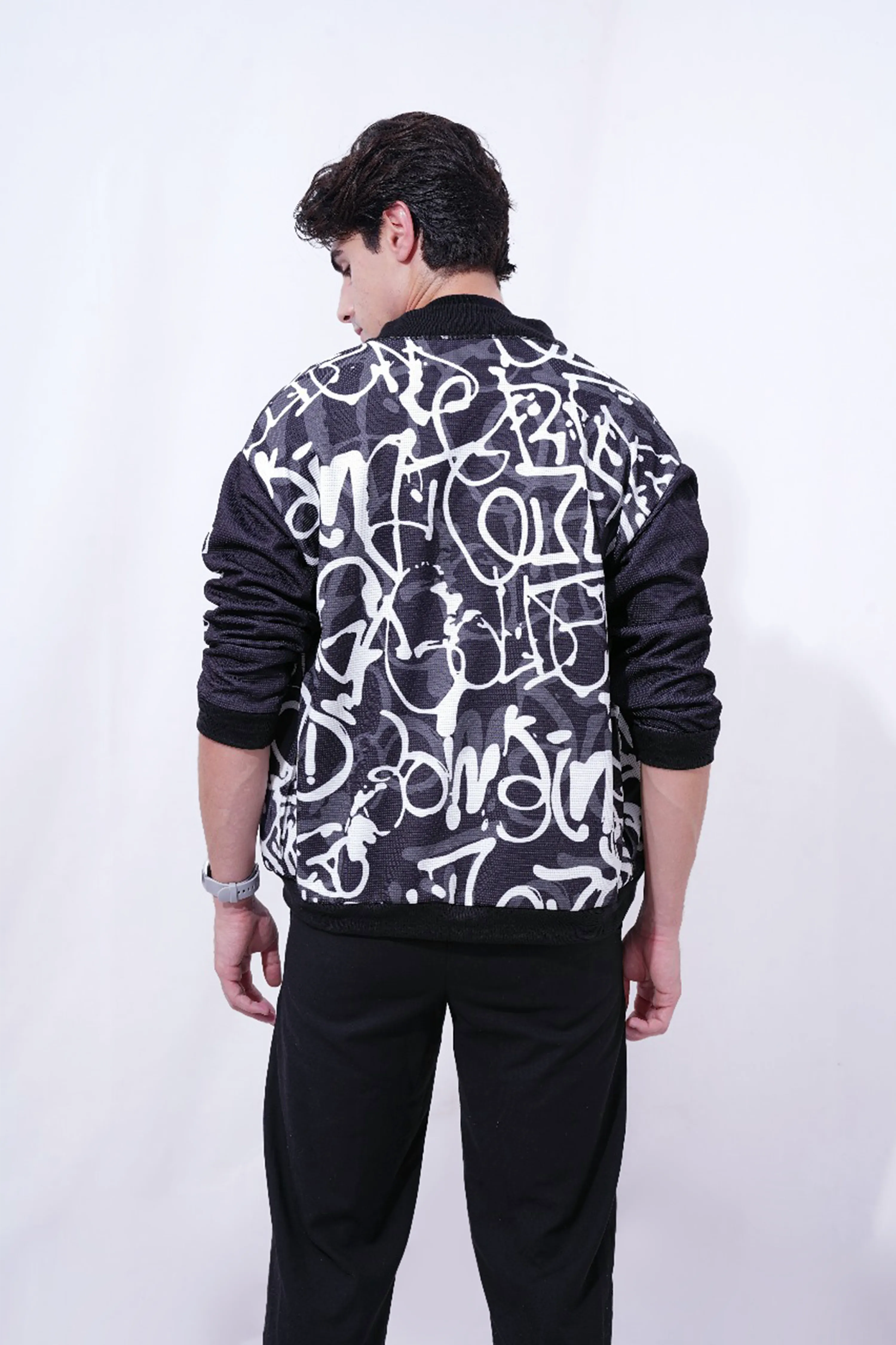 Cursive White Bomber Jacket - Unisex