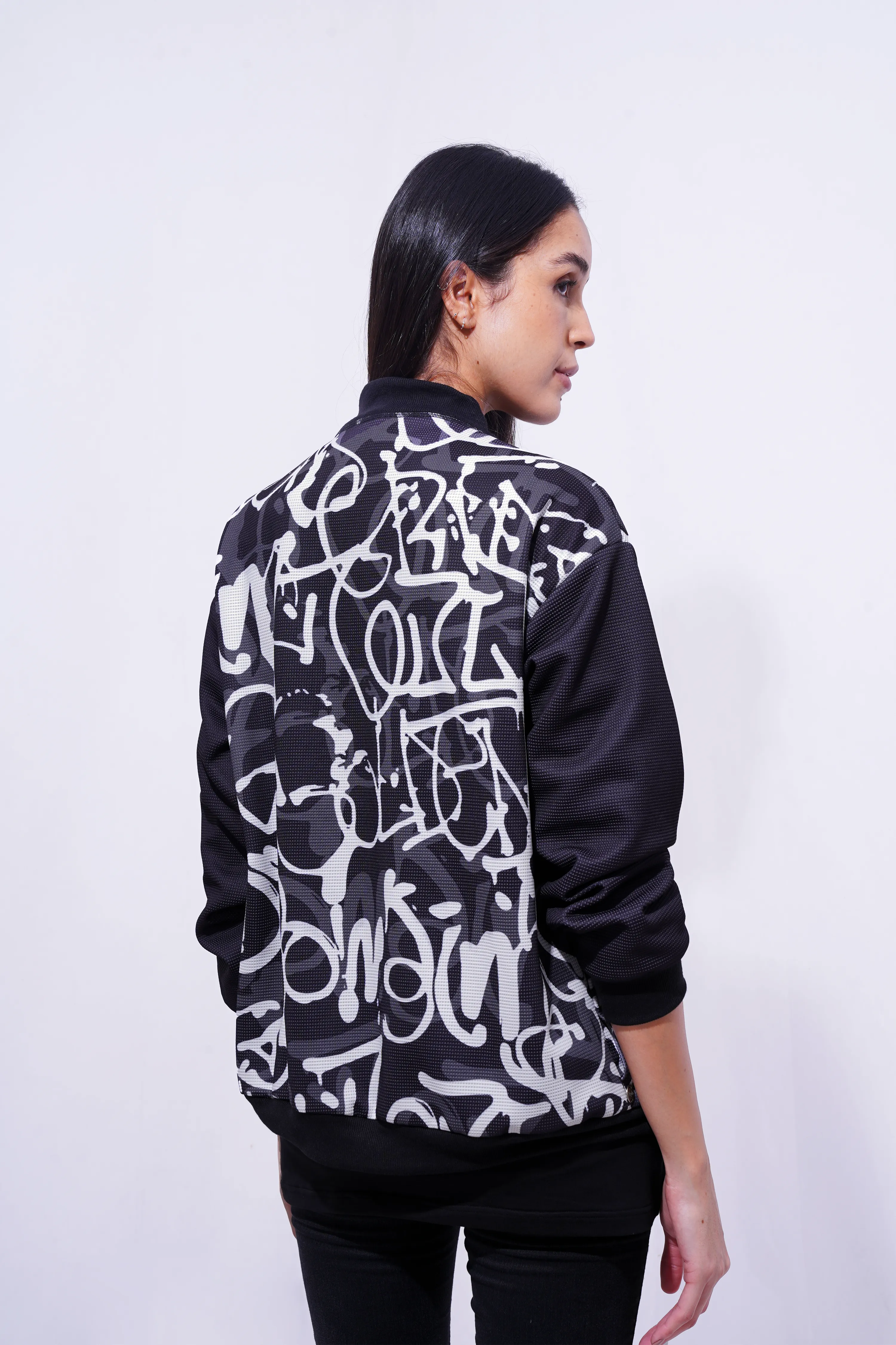 Cursive White Bomber Jacket - Unisex