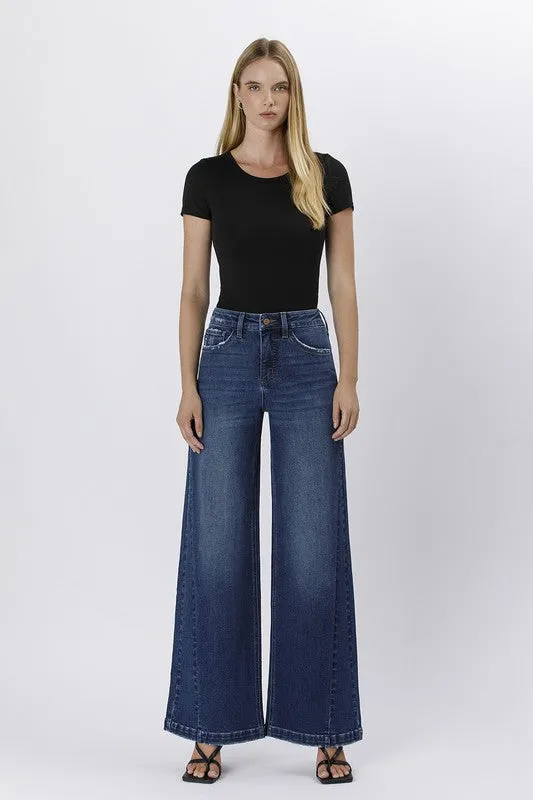 Daisy High Rise Tummy Control Wide Leg Jeans Dark Wash
