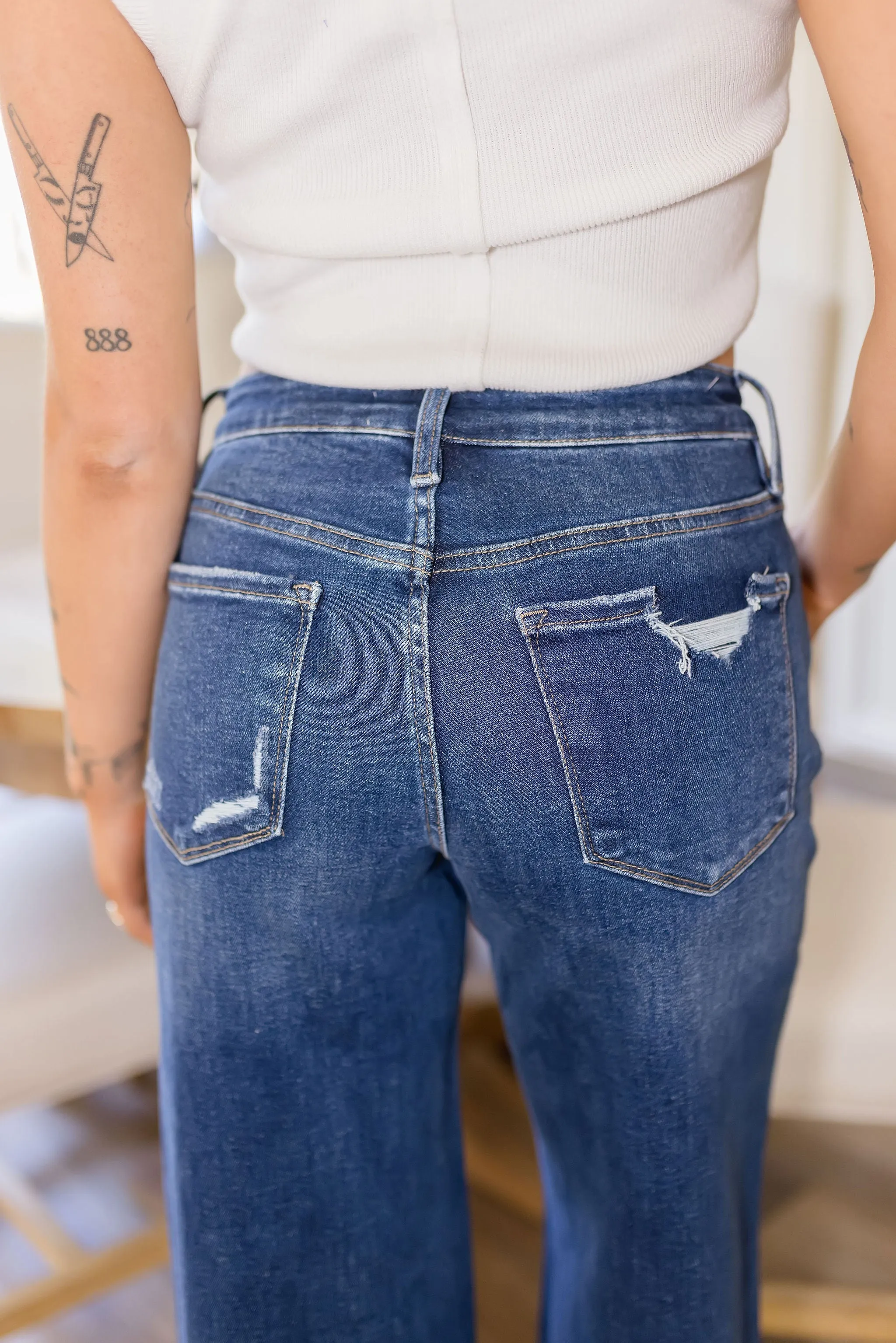 Daisy High Rise Tummy Control Wide Leg Jeans Dark Wash