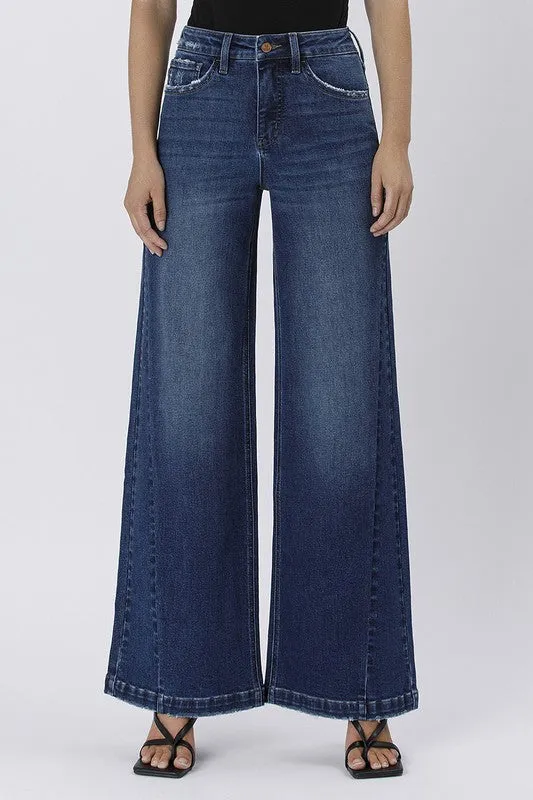 Daisy High Rise Tummy Control Wide Leg Jeans Dark Wash