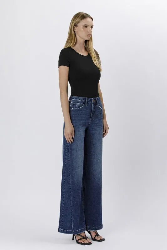 Daisy High Rise Tummy Control Wide Leg Jeans Dark Wash