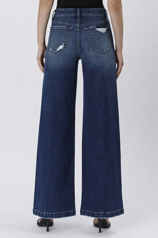 Daisy High Rise Tummy Control Wide Leg Jeans Dark Wash