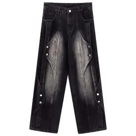 Eclectic Mosaic Layered Denim Jeans
