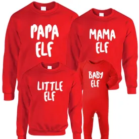 Festive Elf Family Matching Red Sweatshirts