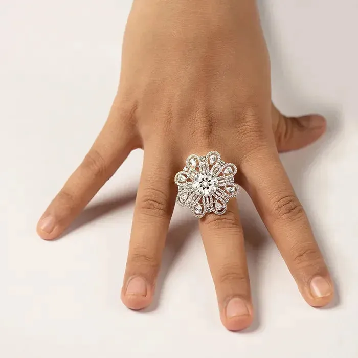 Floral Radiance Silver Ring