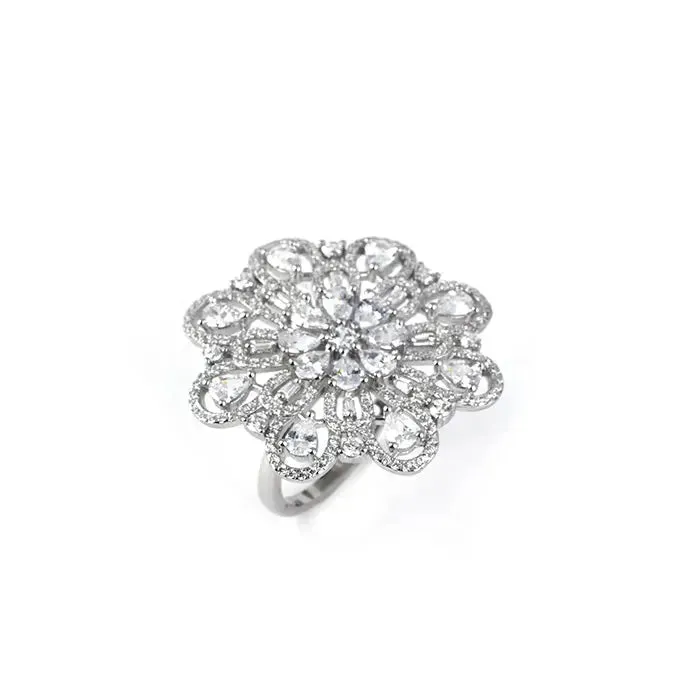 Floral Radiance Silver Ring