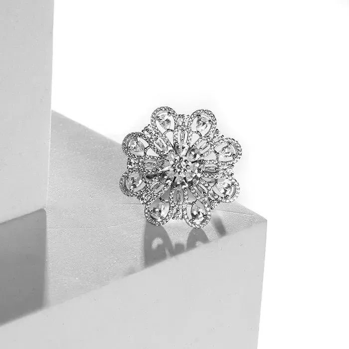 Floral Radiance Silver Ring