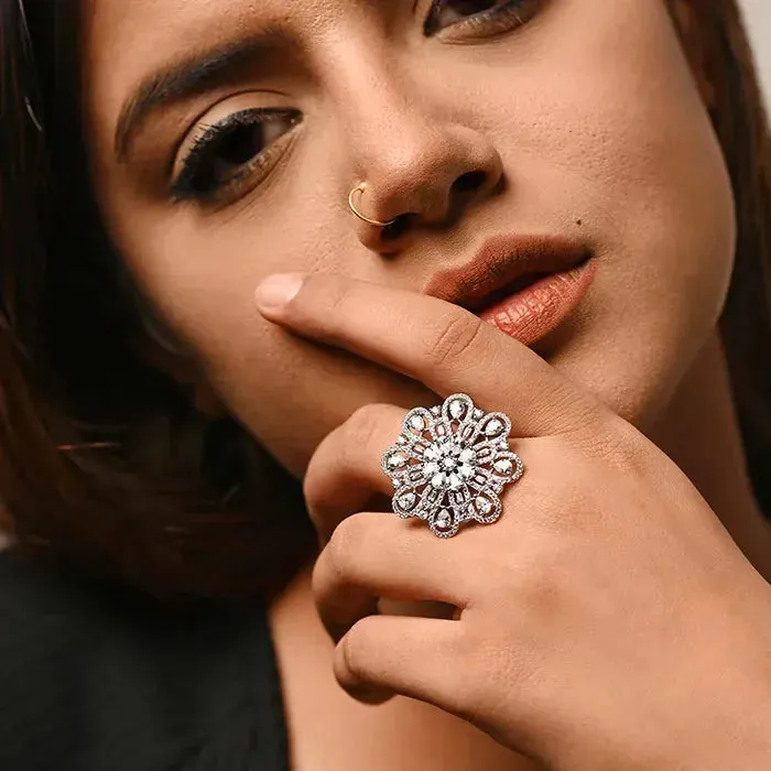 Floral Radiance Silver Ring