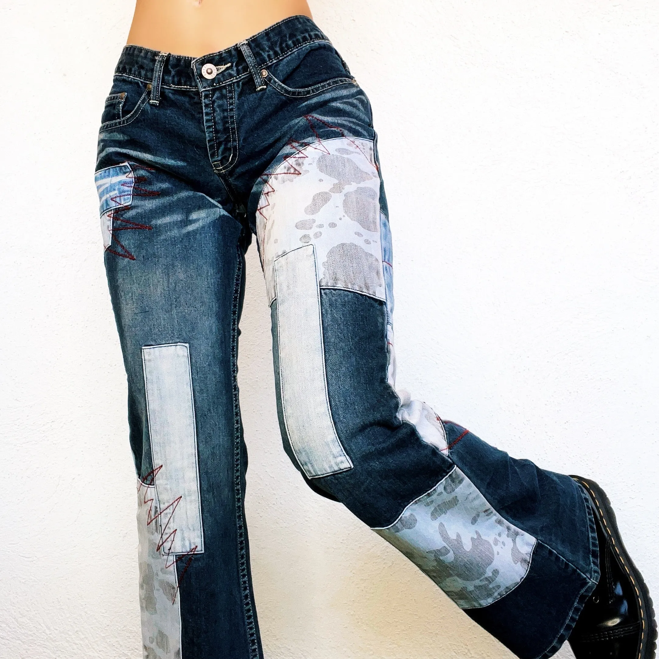Funky Patchwork Flare Jeans