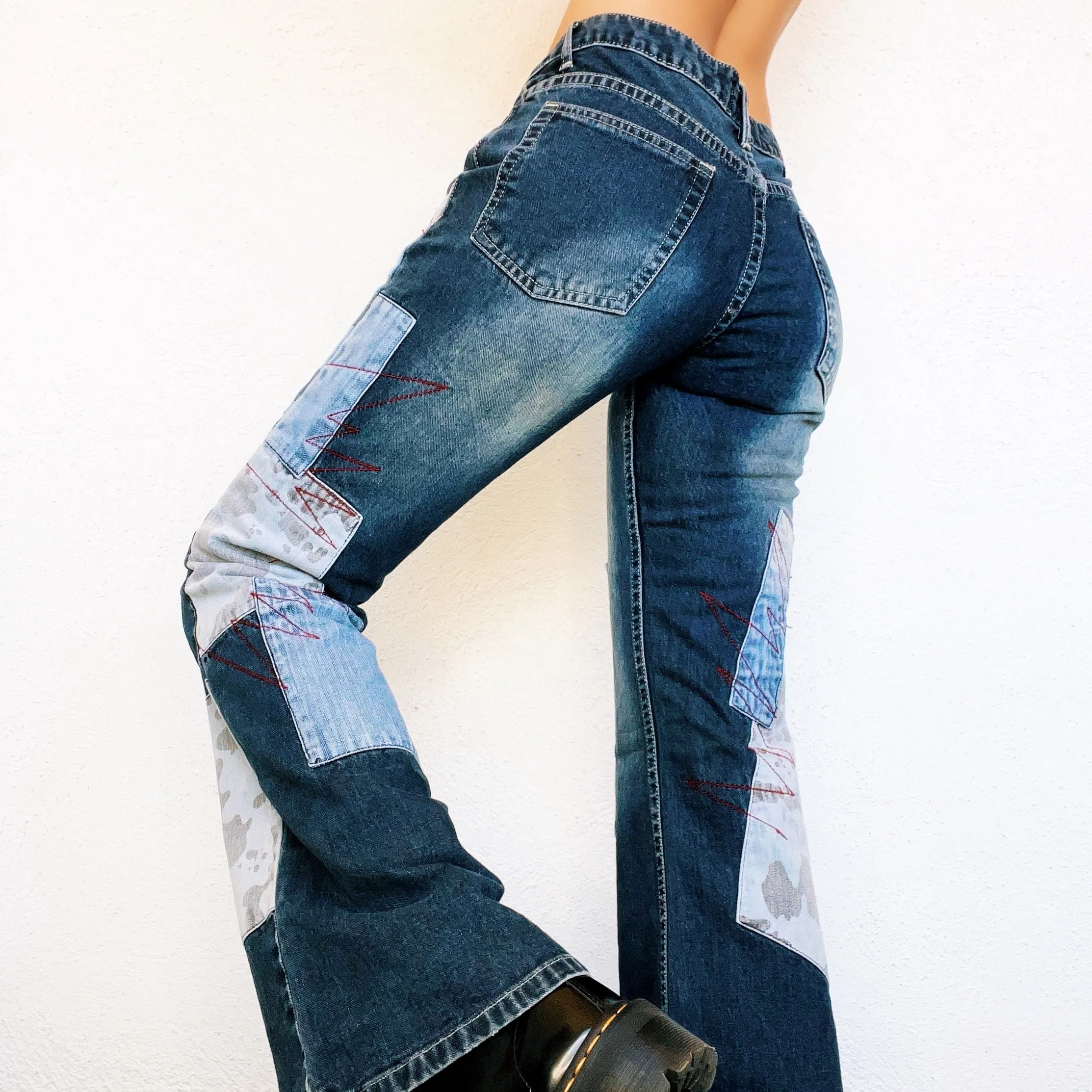 Funky Patchwork Flare Jeans